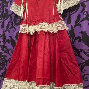 Vintage girls pink lace dress 8-10 d08